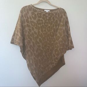 New York & Company Animal Print Asymmetrical Dolman Sleeve Sweater